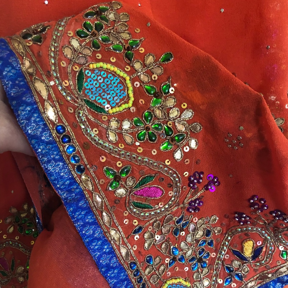 Vintage Saree with embroidery, Preloved. [Firm price]